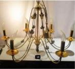 Mooi Retro Metalen Luchter met 6 Lichtpunten - 85cm, Ophalen of Verzenden