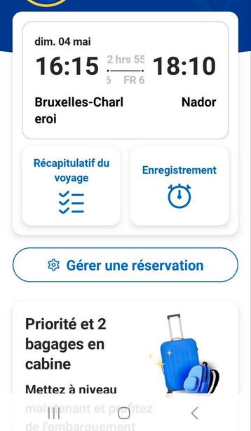 Je vends deux tickets avion au Maroc le 4 mai