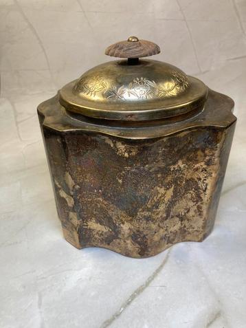 Boîte à thé laiton plaqué argent  Royal Family Sheffield beschikbaar voor biedingen