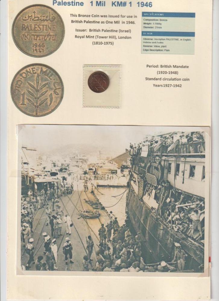 Palestina 1 Mil munt/foto's 1946, Postzegels en Munten, Munten | Azië, Losse munt, Midden-Oosten, Verzenden