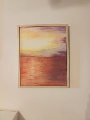Acryl schilderij 40 x 50 cm zonsondergang