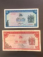 2 Bankbiljetten Rhodesie, Timbres & Monnaies, Billets de banque | Afrique, Série, Enlèvement ou Envoi, Autres pays