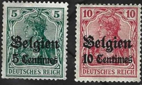 2 Postzegels 1914 Duitse zegels met opdruk 'Belgien', Postzegels en Munten, Postzegels | Europa | Duitsland, Postfris, Duitse Keizerrijk
