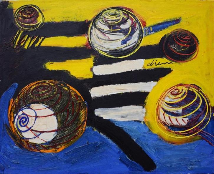 Peter Diem - "Dogon Mystery", Antiek en Kunst, Kunst | Schilderijen | Modern, Ophalen