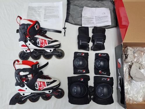 Stuf verstelbare skeelers maat 38 – 41 + beschermingsset, Sport en Fitness, Skeelers, Zo goed als nieuw, Inline skates 4 wielen