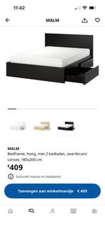 Malm bed, Huis en Inrichting, Zwart, Ophalen of Verzenden, 180 cm, 200 cm