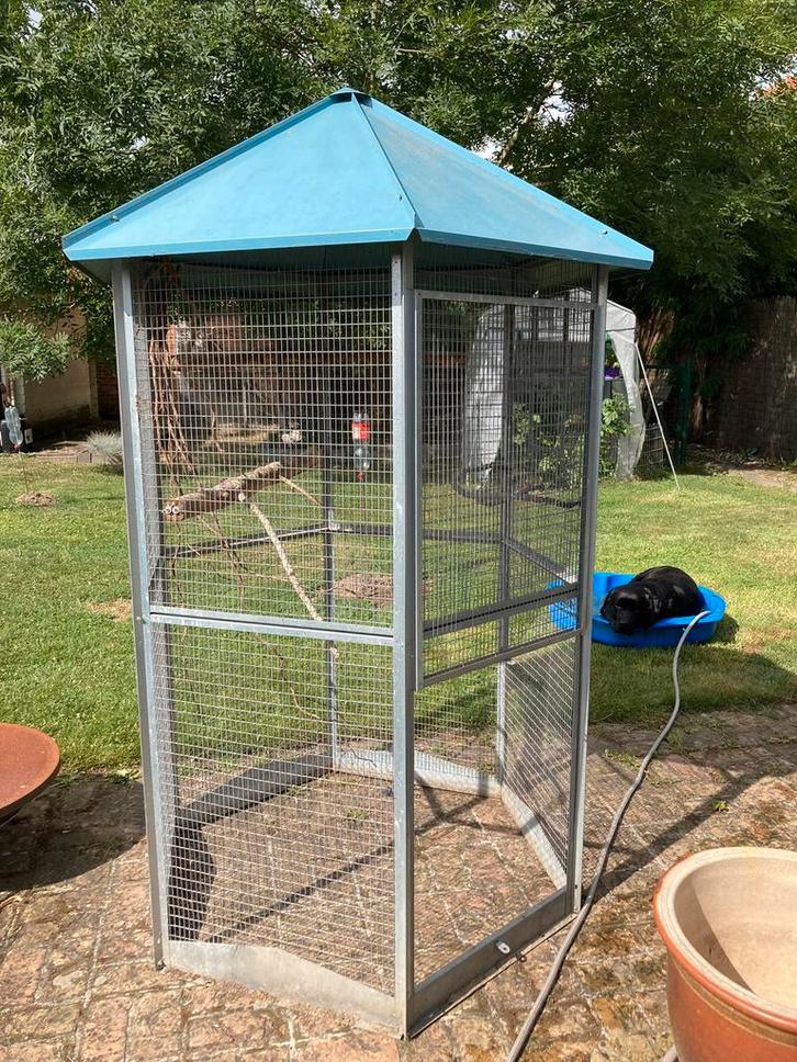 Vogelkooi 6-hoekig met bijhorende zitstokken, Dieren en Toebehoren, Vogels | Hokken en Kooien, Zo goed als nieuw, Vogelkooi, Ophalen