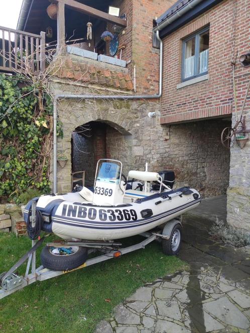 30 pk semi-rigide + aanhanger, Watersport en Boten, Speedboten, Zo goed als nieuw, Ophalen