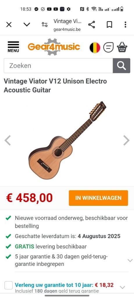 Vintage viator 12 string, Muziek en Instrumenten, Snaarinstrumenten | Gitaren | Akoestisch, Zo goed als nieuw, Western- of Steelstringgitaar