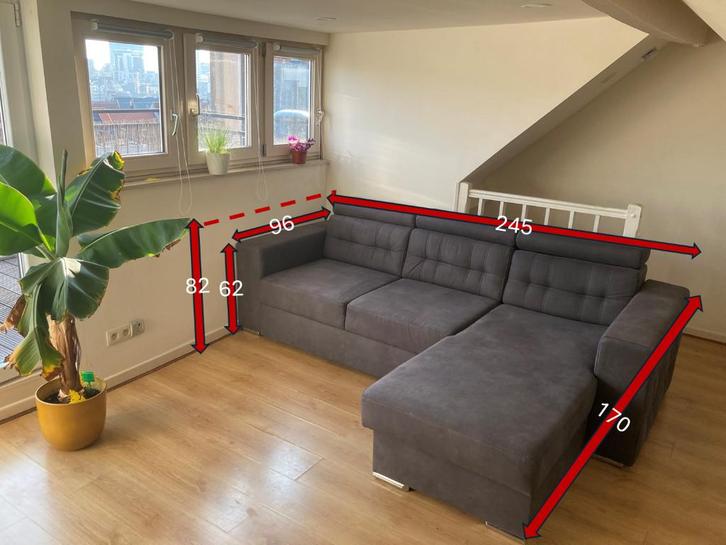 Hoekzetel Chase Suèdeleer Bed Opbergruimte (verst)Hoofdsteun, Huis en Inrichting, Zetels | Zetels, Gebruikt, Hoekbank, Driepersoons