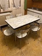 Vintage Keukentafel met 6 stoelen., Huis en Inrichting, Tafels | Eettafels, Ophalen, Gebruikt, 100 tot 150 cm, 50 tot 100 cm