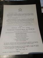 doodsbrief luitenant generaal Baron De Posch, Enlèvement ou Envoi