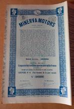 Aandeel Minerva Motors Antwerp 1929 automobiel, Postzegels en Munten, 1920 tot 1950, Ophalen of Verzenden, Aandeel
