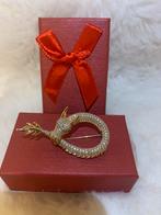 Geelgouden roestvrijstalen drakenbroche, Handtassen en Accessoires, Ophalen, Nieuw, Goud, Overige materialen