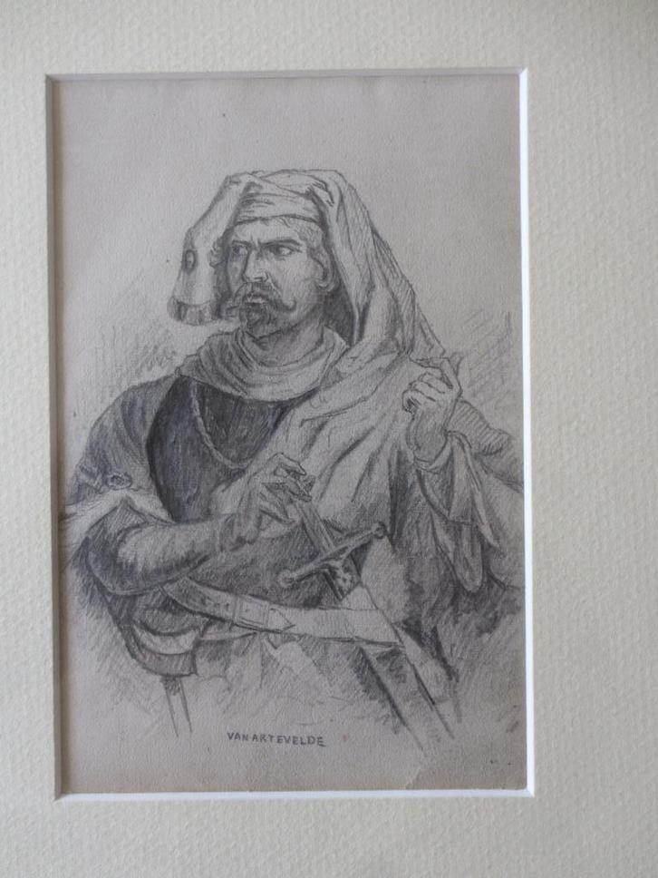 Tekening Philips van Artevelde leidsman van Gent, Antiek en Kunst, Kunst | Tekeningen en Fotografie, Ophalen of Verzenden