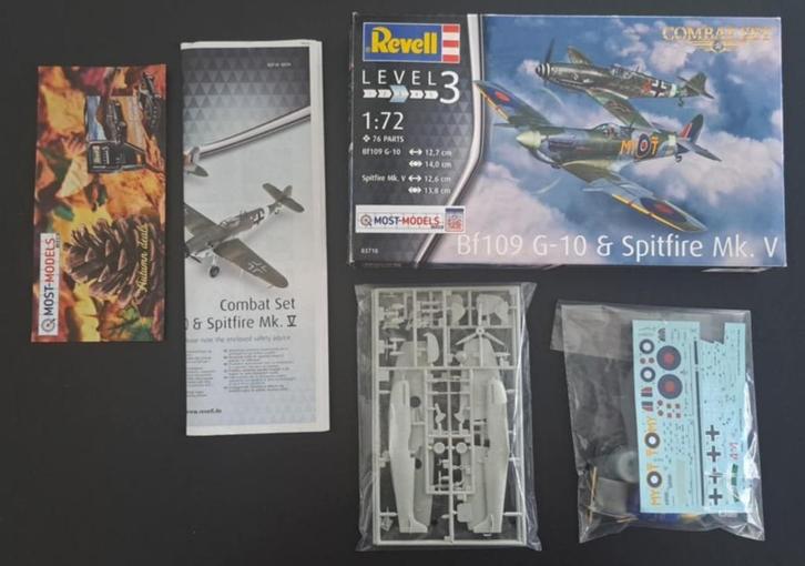 Revell Bf109 G-10 & Spitfire Mk. V modelbouwset, Hobby & Loisirs créatifs, Modélisme | Avions & Hélicoptères, Utilisé, Avion, Revell
