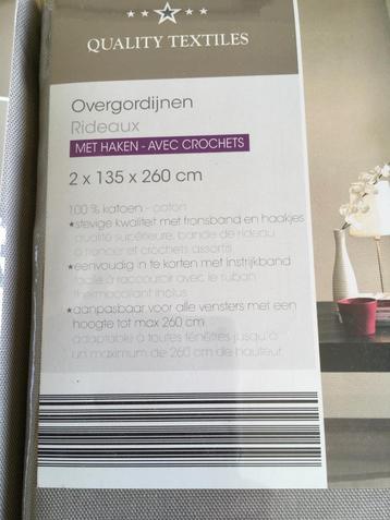 Beige overgordijnen 135 tot 260cm inkortbaar, nieuw beschikbaar voor biedingen