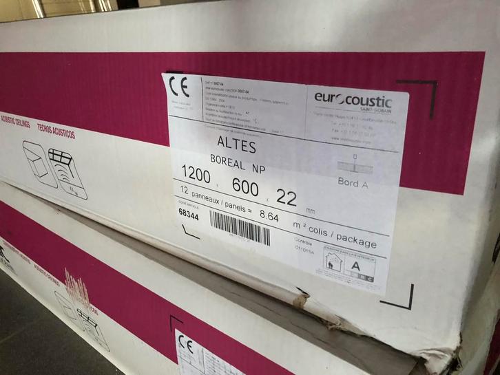 Plafondplaten Eurocoustic t.w.v. 250€ - 2 dozen -1200x600x22, Doe-het-zelf en Bouw, Isolatie en Afdichting, Ophalen