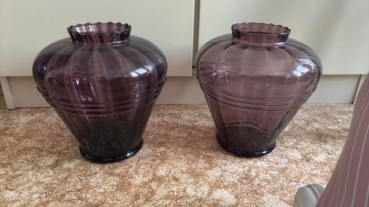 Retro vazen paars, Huis en Inrichting, Woonaccessoires | Vazen, Zo goed als nieuw, Glas, Ophalen