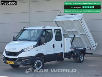 Iveco Daily 35C16 3.0L Kipper met Kist Dubbel Cabine Dubbell, Auto's, Stof, Gebruikt, Euro 6, Iveco