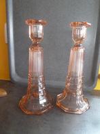 paire de bougeoirs anciens, Ophalen, Glas