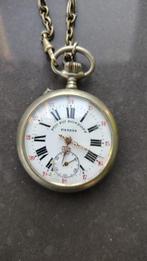Roskopf zakhorloge, Handtassen en Accessoires, Horloges | Antiek, Overige materialen, Zakhorloge, 1900 tot 1930, Met ketting