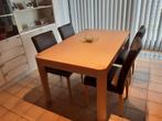 tafel en stoelen + grote hoekkast, Huis en Inrichting, Ophalen, Zo goed als nieuw, Overige houtsoorten, Met hangruimte