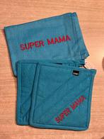 Keukenhanddoek en ovenlapjes Super Mama, Ophalen of Verzenden, Nieuw, Overige kleuren, Theedoek of Handdoek