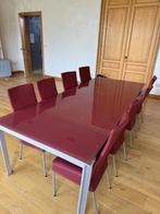 Tafel met 8 stoelen, Huis en Inrichting, Tafels | Eettafels, Ophalen, Gebruikt, Vijf personen of meer, Glas