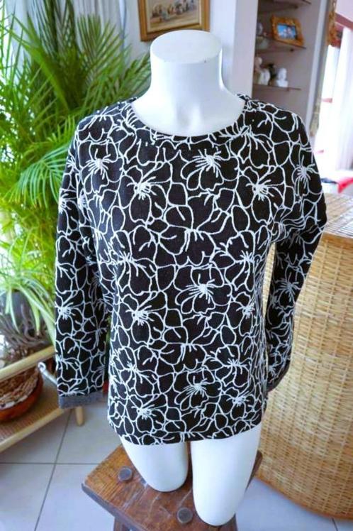 zwart wit bloemen uitende trui, Kleding | Dames, Truien en Vesten, Gedragen, Maat 42/44 (L), Wit, Ophalen of Verzenden