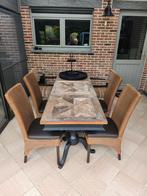 4 stoelen original loom met lederen zitting, Enlèvement ou Envoi, Comme neuf