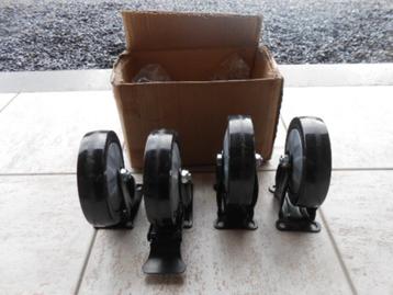 Set kogel-gelagerde wieltjes van 125mm., Doe-het-zelf en Bouw, Zwenkwielen, Ophalen, Nieuw