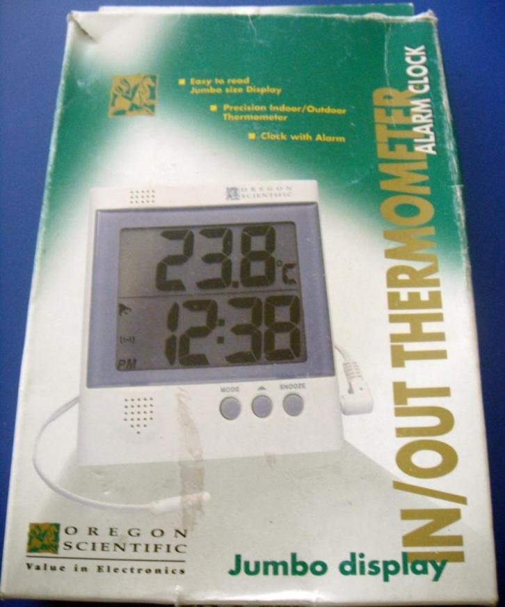 Thermomètre int./ext. Oregon Scientific, sonde filaire 3 m, Audio, Tv en Foto, Weerstations en Barometers, Nieuw, Weerstation