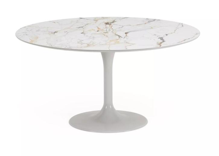 Juntoo binnentafel rond Tulipo, Calacatta luxe 150 cm, Huis en Inrichting, Tafels | Eettafels, Gebruikt, 100 tot 150 cm, 100 tot 150 cm