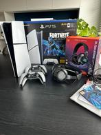 PS5 Digital Edition Slim 1TB + Fortnite + 2 controllers +JBL, Games en Spelcomputers, Ophalen of Verzenden, Zo goed als nieuw