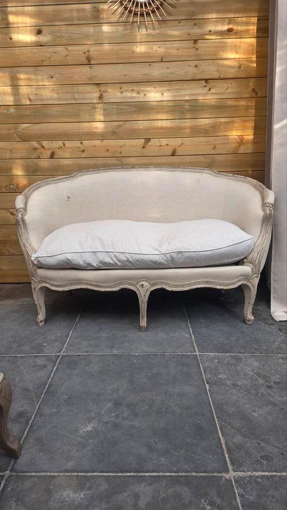 Elegante Louis XV stijl zetel en fauteuil – vintage Frans de, Antiek en Kunst, Antiek | Meubels | Bedden, Ophalen