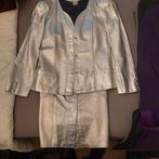 KRIZIA Italia prachtig ZILVERKLEURIG LEDEREN pak vest+rok, Kleding | Dames, Kostuum of Pak, Overige kleuren, Krizia, Zo goed als nieuw