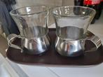 2 tasses + plateau vintage tête à tête café ou thé, Ophalen of Verzenden, Overige stijlen, Kop(pen) en/of Schotel(s), Glas