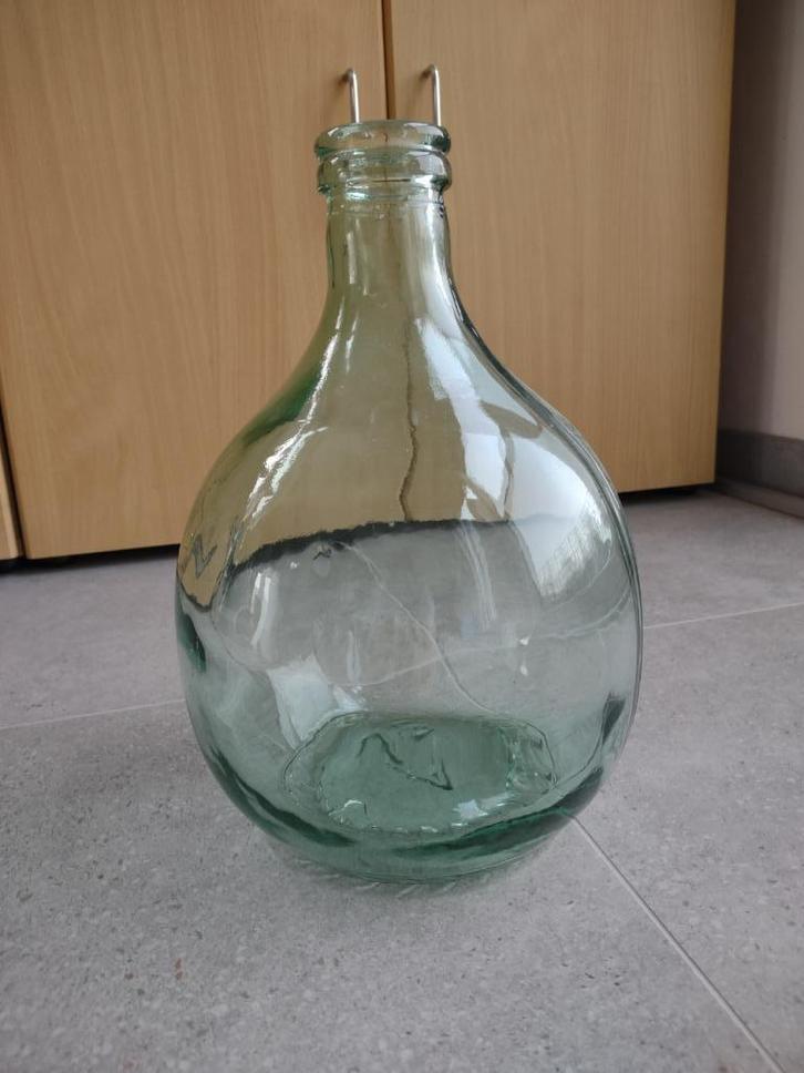 Groene flesvaas (zie foto's & omschrijving), Huis en Inrichting, Woonaccessoires | Vazen, Zo goed als nieuw, Groen, Ophalen