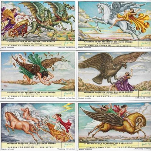 Liebig Chromos - Vliegende goden en helden der oude Grieken, Collections, Photos & Gravures, Neuf, Gravure, 1960 à 1980, Enlèvement ou Envoi