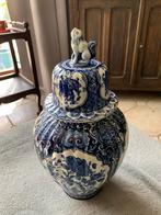 Vase antique vintage bleu de Delft avec couvercle, Enlèvement