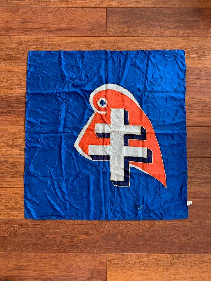 Vintage sjaal/vlag (handgeschilderde zijde), Antiek en Kunst, Antiek | Overige Antiek, Ophalen of Verzenden