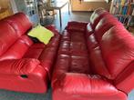 Lederen driezit en tweezit met twee relaxfuncties, Huis en Inrichting, Zetels | Zetels, Ophalen, Gebruikt, Driepersoons, Leer