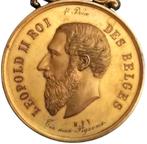 Brons ~ Medaille met kroon 🥉 Leopold II ~ Koning der Belgen, Antiek en Kunst, Antiek | Brons en Koper, Ophalen of Verzenden, Brons