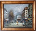Olieverfschilderij rue de Paris gesigneerd Caroline Burnett., Antiek en Kunst, Ophalen