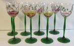 8 verres à vin émaillés art nouveau Theresienthal Glass, Antiquités & Art, Enlèvement