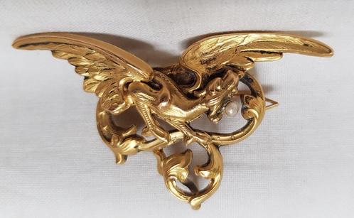 Chimére - Broche Dragon - pendentif perle 18 kt., Bijoux, Sacs & Beauté, Bijoux anciens, Pendentif, Or, Enlèvement ou Envoi
