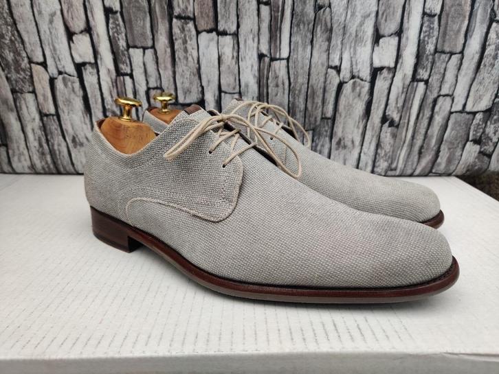 Floris van Bommel grijs suede herenschoenen - Maat 41,5, Kleding | Heren, Schoenen, Zo goed als nieuw, Veterschoenen, Overige kleuren