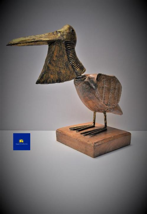 Handycraft sculpture Pelikaan, Collections, Statues & Figurines, Comme neuf, Animal, Enlèvement ou Envoi