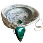 Collier en pierres précieuses en malachite et topaze verte, Vert, Argent, Enlèvement ou Envoi, Avec pendentif